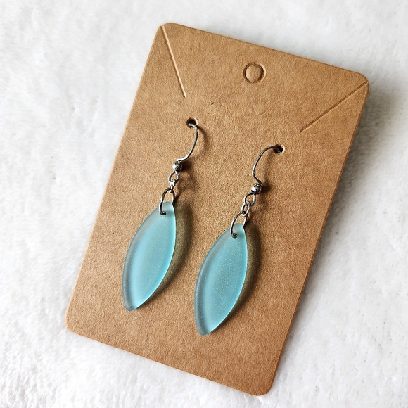 Handmade Jewelry - Light Blue Sea Glass Dangle Earrings